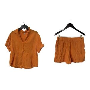 Magaschoni Orange Gauze 2-Piece Set Organic Cotton Top & Shorts M
